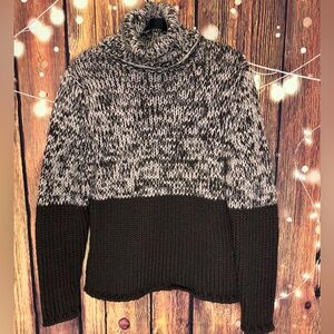 Silvia Novelli Merino wool / Alpaca Blend Pale Pink and Brown Turtleneck Sweater